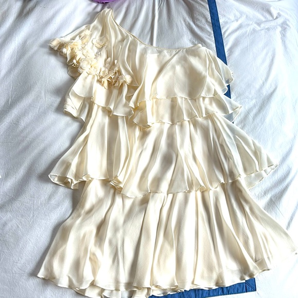 Rebecca Taylor One Shoulder Gauze Dress - Lightweight Smocked Waist Summer Dress